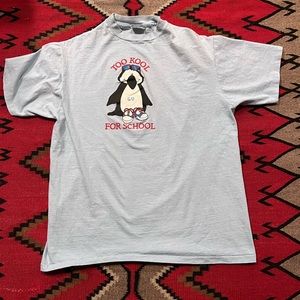 Vintage 80s Penguin To Kool for School Shirt Single Stitch XL/L